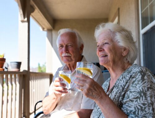smiling senior enjoying summer safely with synergy homecare caregiver in prescott valley, arizona