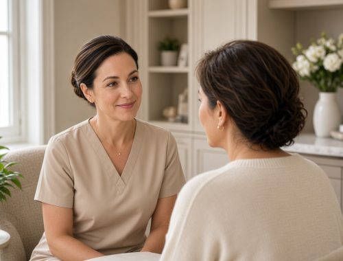 A client receives personalized skincare care from a medical spa professional.