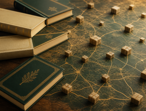 Books on a map-like distribution network