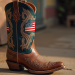 World Hippie USA-themed Western boot with patriotic embroidery